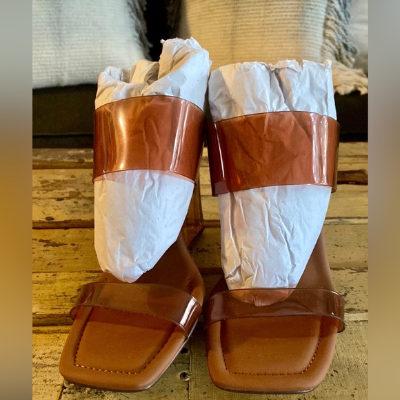 NEW ALDO SHOES LUCITE HEELS SLIP-ON MINIMALIST WEDGE SANDALS WEDGE HEELS 8 M - Picture 5 of 9